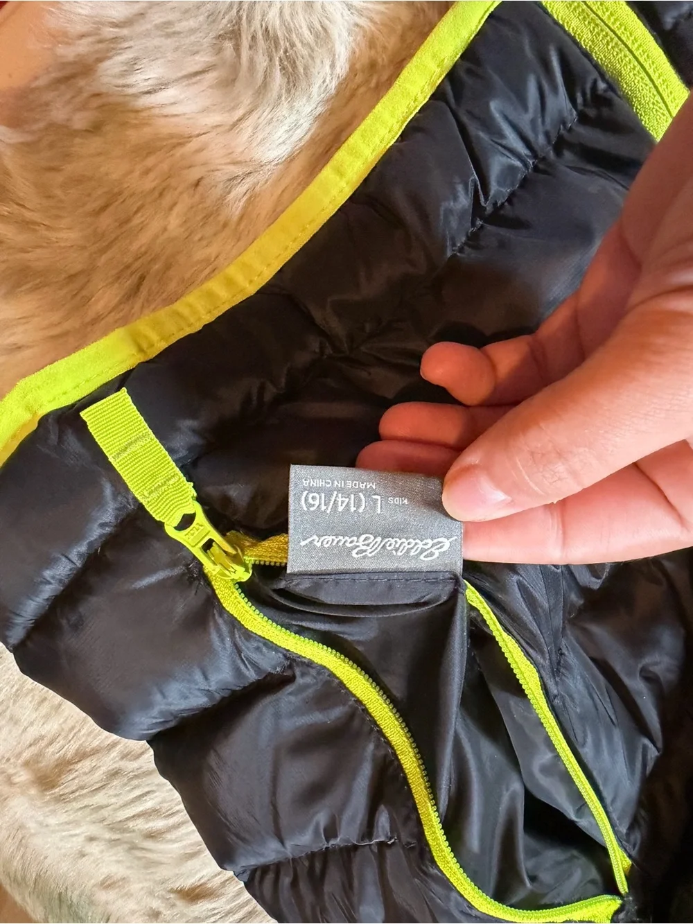 Eddie Bauer Kids L (14/16) Reversible Hooded Puffer Jacket - Black, Gray, & Neon